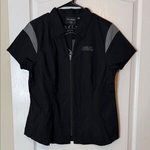 Harley-Davidson Willie G Skull Zip Front Short Sleeve Shirt Black XL
